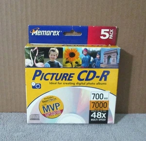 Memorex Picture CD-R 5 Pack With Cases 700MB 7000 Images 48x Multi Speed, New - Afbeelding 1 van 6