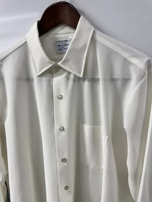 Vintage Arrow Shirt Mens XL White Dectolene Button Up Shirt 70s USA Formal   - Image 1 of 4
