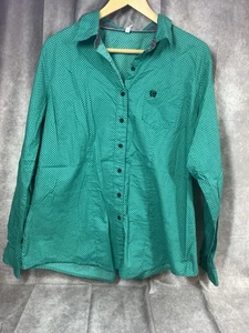 Cinch Hemd Damen Größe Xxl grün mit blau gelbem Tupfenmuster Button Down - Bild 1 von 6