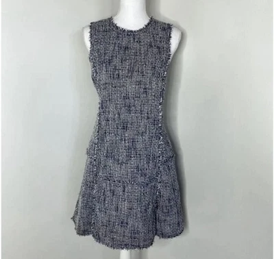 Vestido Banana Republic Azul Tweed Sin Mangas Forrado Ajuste y Acampanado Talla 6 Usado en Excelente Condición Foto 1 de 4