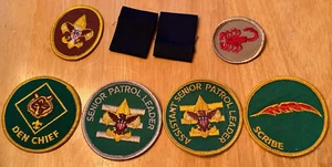 MODERN BSA Lot of  6 Leadership + Patrol + Rank Patches & blue cloth - Picture 1 of 1