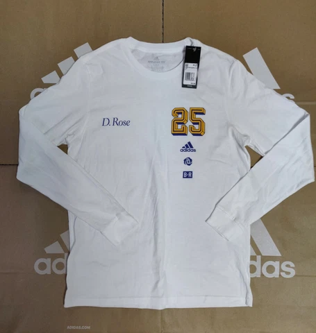 Men's Adidas D Rose x Bleacher Reports Son of Chi White Long Sleeve Tshirt Small Cover
