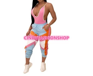 EE. UU. Mujeres Deportivos Cordón Cintura Empalme Pantalones Ropa Activa Pantalones Largos - Imagen 1 de 5