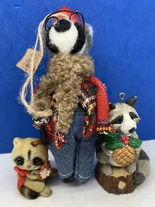 Mixed Lot 3 Raccoon Ornaments - Papel Giftware, Josef Originals, Karma - Picture 1 of 14