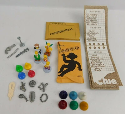 The SImpsons Clue/ Classic Clue Replacement Part Lot With Cards, Figures, Pieces - Image 1 of 4