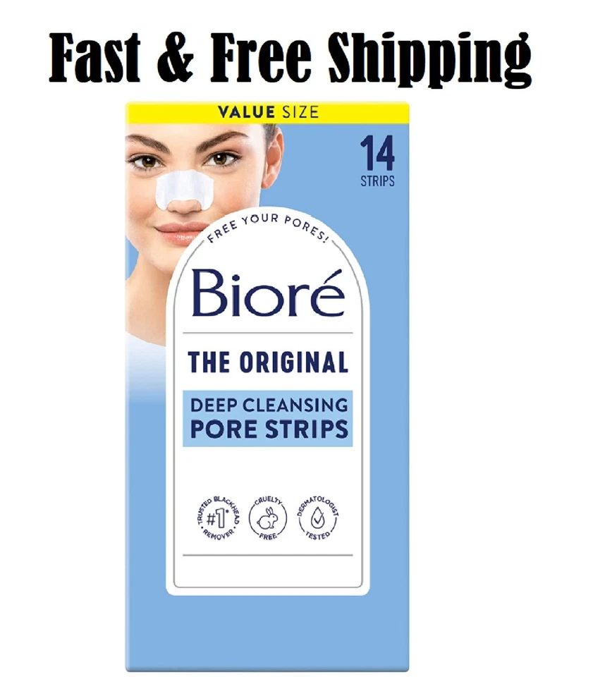 Tiras removedoras de espinillas originales Bioré, tiras de limpieza profunda para nariz, 14 unidades Foto 1 de 4