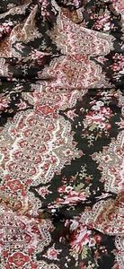 Schwarz Rosa Rot Blumen Regal Print Chiffon Stoff 58" PREIS PRO METER - Bild 1 von 2