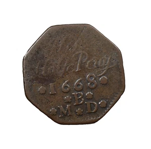 England 1668 Kent Gravesend Mathew Butler Halfpenny Token BW.291 - Picture 1 of 2