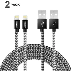 3 x Cable de Carga USB iPhone X 8 Negro 6 Pies Resistente - Imagen 1 de 6