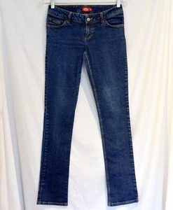 DICKIES GIRL sz 5 Jeans Dark Wash Stretch Denim Low Rise Straight Leg 32" Inseam - Picture 1 of 11