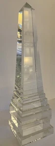 Monumental Crystal Glass Obelisk 21.5” x 6” Eichholtz Collection 26.12 lbs - Picture 1 of 12