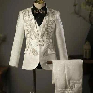 Children's Host Performance Suit Sequin Beads Design Boys Catwalk Blazer Sets - Picture 1 of 10