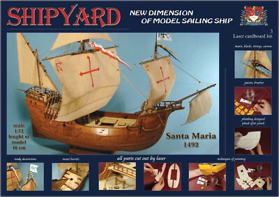 Kartonmodell Santa Maria 1492 Lasercut-Modell 1:72 Shipyard - Bild 1 von 4