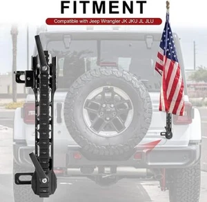 Flagpole Holder Antenna & Flag Mount Bracket for Jeep Wrangler JK JKU JL JLU 07+ - Picture 1 of 11