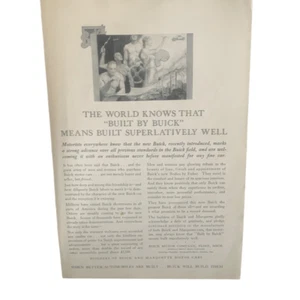 Publicidad publicitaria vintage 1929 de Buick The World Knows - Imagen 1 de 4