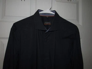 ETERNA Dress Shirt Mens 17-37 Dark Blue 43 Cotton Spandex Excellent SLIM Fit - Picture 1 of 4