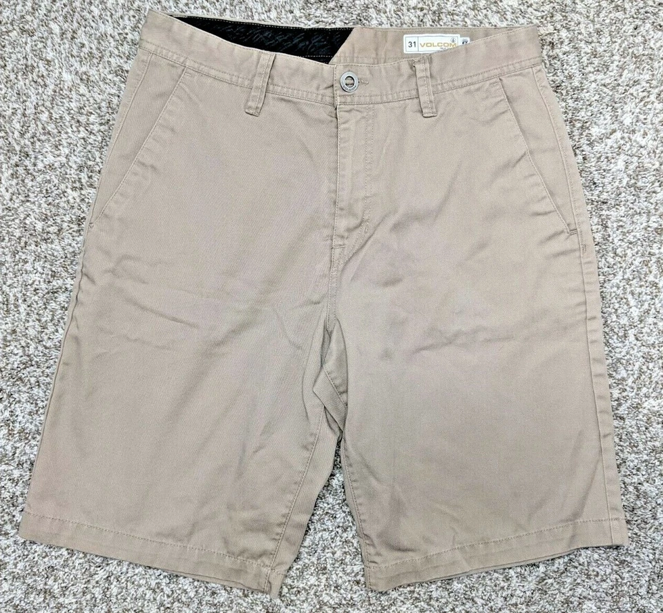 Volcom Chino Shorts Mens 31x10 Beige Casual Cotton Comfort - Image 1 of 4