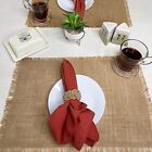 Jute Burlap Placemats Set Of 4 Rustic Table Mats 13''x19'' Natural Beige For Wed