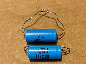 2 NOS Vintage Cornell-Dubilier Axial Capacitors 250 uf 50v Axial Caps Guaranteed - Picture 1 of 5