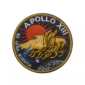 APOLLO 13 CLOTH SPACE MISSION LION BROS. NASA HAS HALLMARK 13 Gold HOOK PATCH - Picture 1 of 5