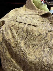 Spring Green Julio Julio Snake Print Leather Jacket size Large Italian Designer  - Picture 1 of 18