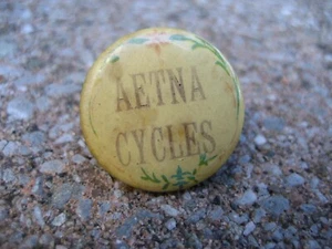 Vintage Aetna Cycles Bicycle Celluloid Button - Picture 1 of 3