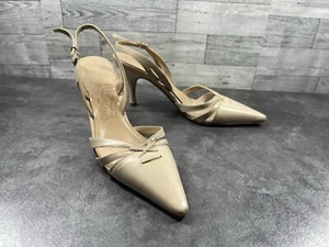 Salvatore Ferragamo Pfennigabsatz Sandalen Damen 6B Schuhe beige Riemen Fersenriemen - Bild 1 von 16