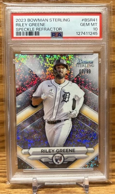 RILEY GREENE Speckle Refractor /99 PSA 10 GEM MINT Rookie | 2023 Bowman Sterling - Image 1 of 2