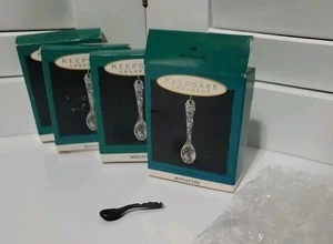 4 Hallmark Keepsake Miniature Ornament 1993 VISIONS OF SUGARPLUMS Pewter Spoons - Picture 1 of 3