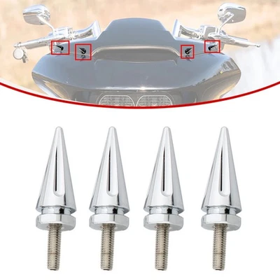 4X Chrome Windshield Trim Mounting Screws Spike Bolts For Harley Road Glide 98+ - Изображение 1 из 4