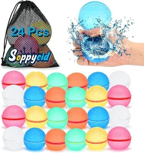 98K Reusable Water Balloons 24Pcs with Mesh Bag, Self Sealing 24 Pcs, 24 Pcs - Picture 1 of 6