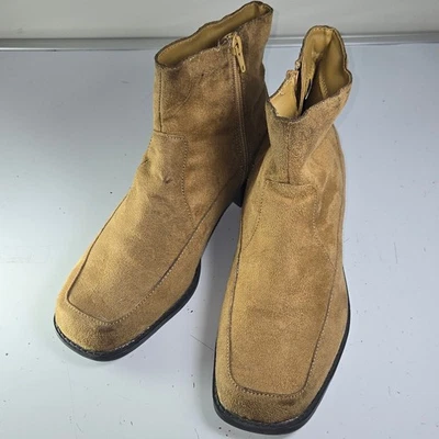 Botas al tobillo Predictions de gamuza tostada con punta cuadrada tacón bloque cremallera lateral para mujer talla 8M Foto 1 de 4