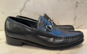 Gucci Horsebit Loafers Black Leather Slip On Dress Shoes Men's Size 11 D - Picture 1 of 10
