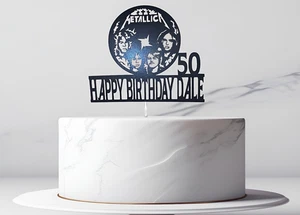 Personalised Metallica cake topper birthday double sided glitter card rock metal - Picture 1 of 2