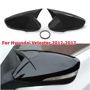 For Hyundai Veloster 2012-2017 Gloss Black Rearview OX Horn Side Mirror Cover - Picture 1 of 9