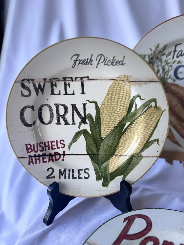 The Sakura Mesa Granja Soporte Verduras 8.5" Platos por David Carter Marrón 4 piezas Foto 1 de 4