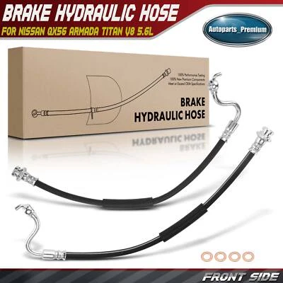 2x Mangueira hidráulica de freio dianteira esquerda e direita para Nissan QX56 Armada Titan V8 5.6L - Imagem 1 de 4