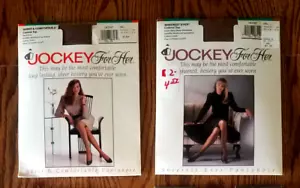Two Vintage Jockey For Her Control Top Pantyhose - Chestnut, Small, Hips 33-38 - Picture 1 of 3