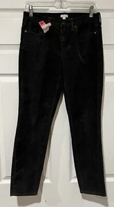 J. "Pantalones al tobillo Crew para mujer talla 26 negros de pana calce ajustado de 9"" tiro medio 5 bolsillos" - Imagen 1 de 6