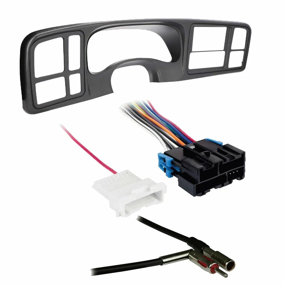 Metra DP-3002TB 2 DIN Dash Kit w/ Amp Harness & Antenna Adapter for GM (Black) - Image 1 of 4