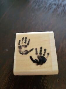 Stampabilities Tiny Hands Prints Rubber Stamp 2007 B1085 Wood 
