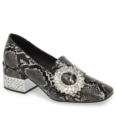 Кожаные туфли-лодочки Jeffrey Campbell модель Louisa со змеиными стразами на каблуках 7,5 - Изображение 1 из 4