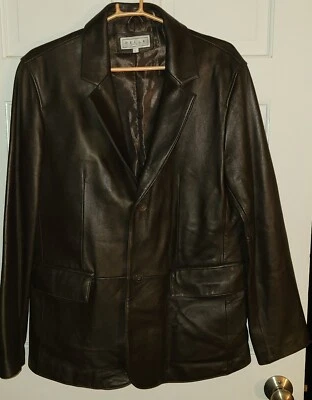 PELLE STUDIO dark Brown Leather Blazer Jacket Coat. Mens L - Image 1 of 4