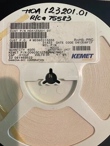 (25) SMD 0603 Capacitor 10nF 0.01uF 50v X7R 5% Kemet C0603C103J5RAC - Picture 1 of 1