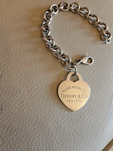 Pulsera Tiffany & Co Plata 925 XL Grande Corazón Etiqueta 'Por favor Vuelva' Genuina - Imagen 1 de 9