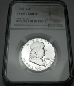 1962 PF69 CAMEO Franklin Silver Half Dollar NGC PR69 ..NICE PROOF 69 CAMEO - Picture 1 of 10