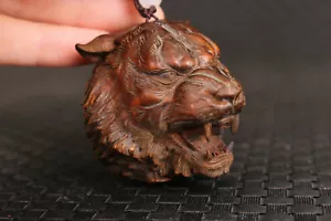 Japanischer Buchsbaum handgeschnitzt Tigerfigur Statue Netsuke Sammlergeschenk - Bild 1 von 10