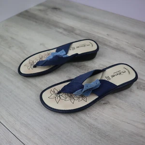 Sandalia Spring Step Flexus para mujer de cuero azul con flores talla 7,5 usada - Imagen 1 de 11