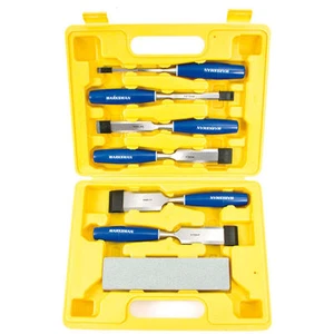 7PC WOOD CHISEL SET IN PVC CASE SHARPENING STONE  BLOWCASE W/STONE BNIB - Picture 1 of 6