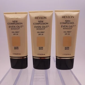 LOT OF 3 Revlon New Complexion Even Out Makeup Foundation Oil-Free NUDE BEIGE - Picture 1 of 6
